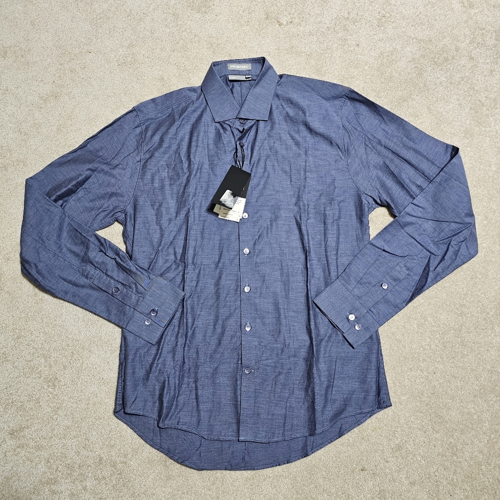 NWT Vardama Spill Resistant Egyptian Cotton Slim Fit Dress Shirt 16.5 L